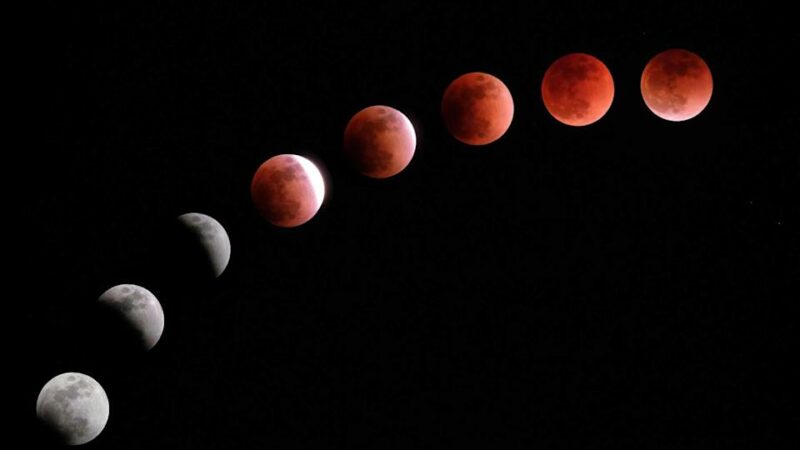 In Jaw-Dropping composite image, ongoing Lunar Eclipse captured