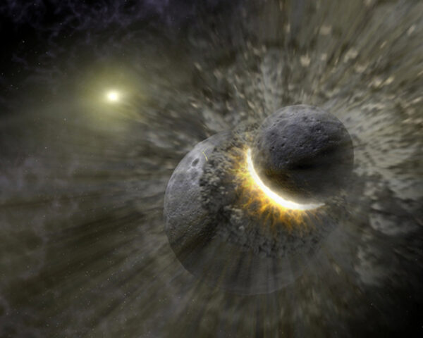 From crashes of moon-sized rocks, Mars and Earth probably shaped